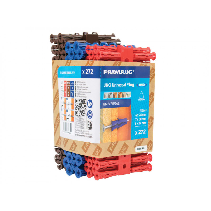 Rawlplug R-U1-MIX-RBRB-272 Mixed UNO® Plugs (Pack 272) Rawlplug R-U1-MIX-RBRB-272 Mixed UNO® Plugs (Pack 272)