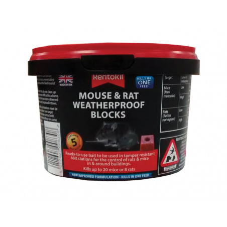 Rentokil PSMR41 Rat & Mouse Weatherproof Blocks (Tub of 5)