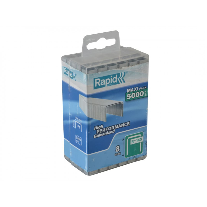 Rapid 40303089 140/8 8mm Galvanised Staples (Poly Pack 5000) Rapid 40303089 140/8 8mm Galvanised Staples (Poly Pack 5000)