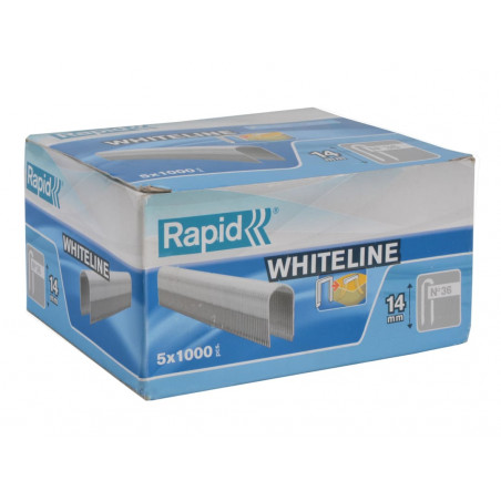 Rapid 11886911 36/14 14mm DP x 5m White Staples (Box 1000 x 5)