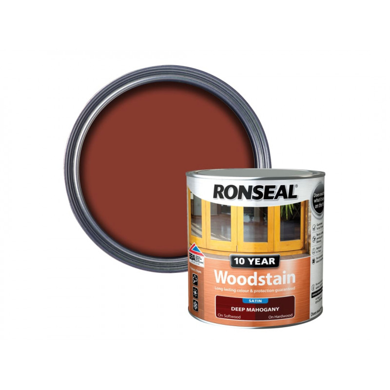 Ronseal 38675 10 Year Woodstain Deep Mahogany 750ml Ronseal 38675 10 Year Woodstain Deep Mahogany 750ml