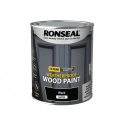Ronseal 38772 10 Year Weatherproof Wood Paint Black Gloss 750ml