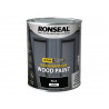 Ronseal 38772 10 Year Weatherproof Wood Paint Black Gloss 750ml