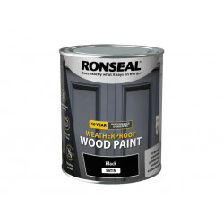 Ronseal 38786 10 Year Weatherproof Wood Paint Black Satin 750ml