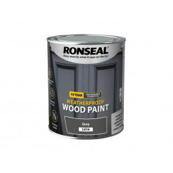 Ronseal 38789 10 Year Weatherproof Wood Paint Grey Satin 750ml