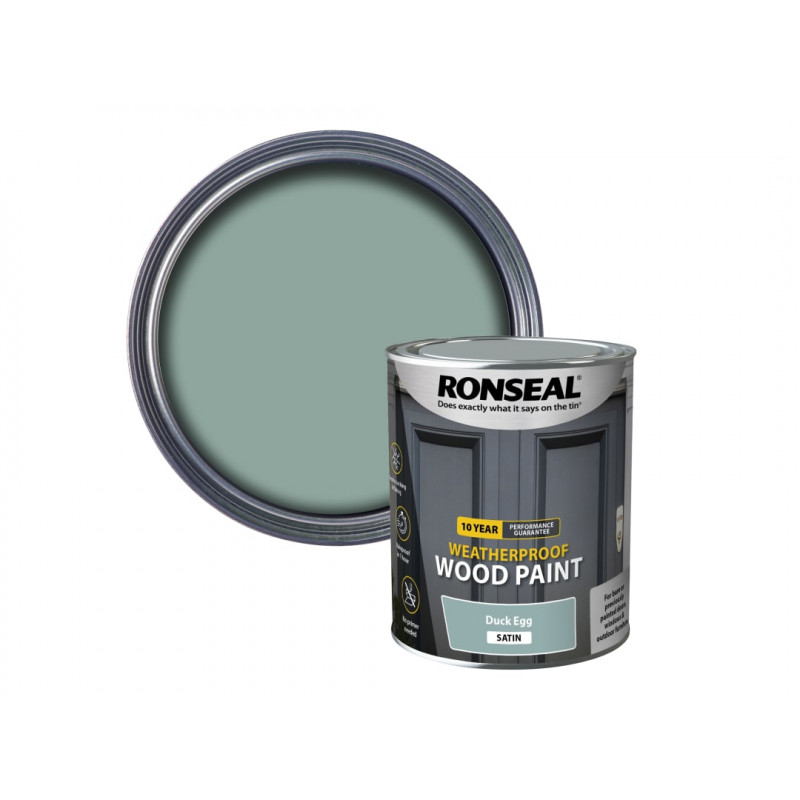Ronseal 38792 10 Year Weatherproof Wood Paint Duck Egg Blue Satin 750ml Ronseal 38792 10 Year Weatherproof Wood Paint Duck Egg Blue Satin 750ml