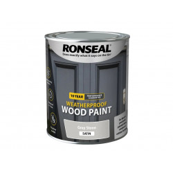 Ronseal 38791 10 Year Weatherproof Wood Paint Grey Stone Satin 750ml