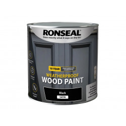 Ronseal 38794 10 Year Weatherproof Wood Paint Black Satin 2.5 litre