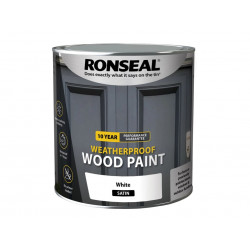 Ronseal 38795 10 Year Weatherproof Wood Paint White Satin 2.5 litre