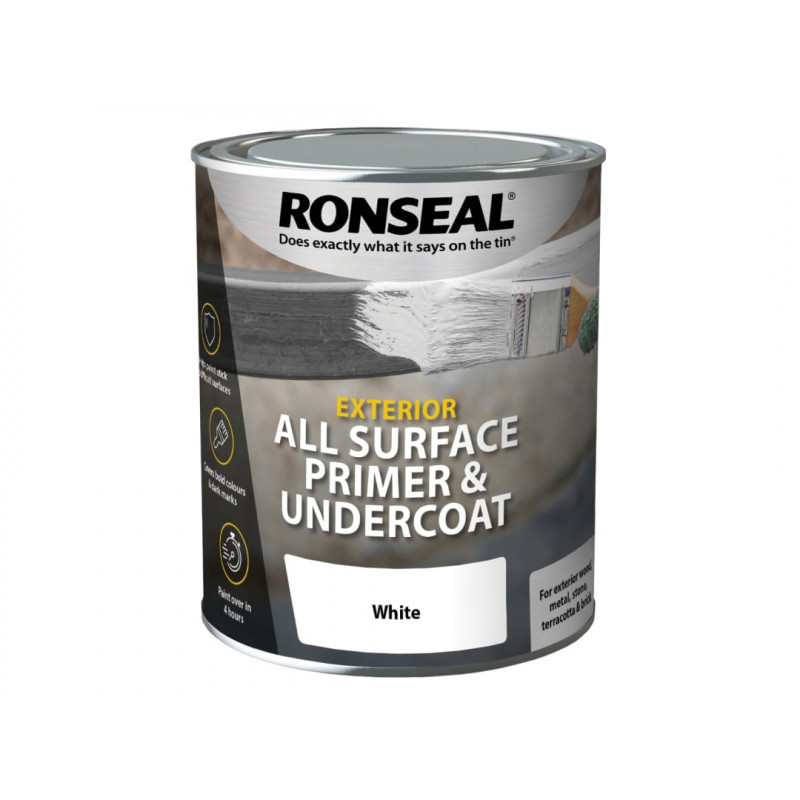 Ronseal 37559 All Surface Primer & Undercoat Exterior White 750ml Ronseal 37559 All Surface Primer & Undercoat Exterior White 750ml