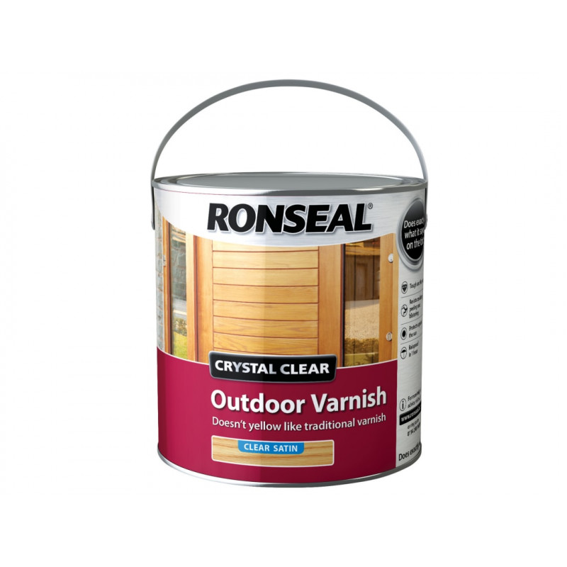 Ronseal 37366 Crystal Clear Outdoor Varnish Satin 2.5 litre Ronseal 37366 Crystal Clear Outdoor Varnish Satin 2.5 litre
