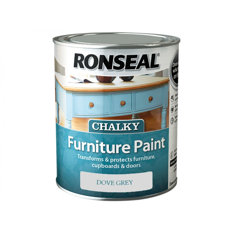 Ronseal 37564 Chalky Furniture Paint Dove Grey 750ml Ronseal 37564 Chalky Furniture Paint Dove Grey 750ml