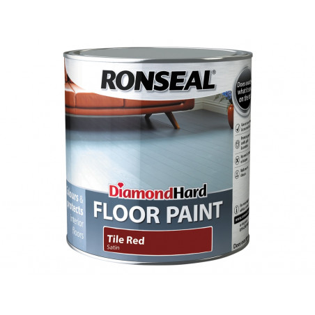 Ronseal 35754 Diamond Hard Floor Paint Satin Tile Red 2.5 litre
