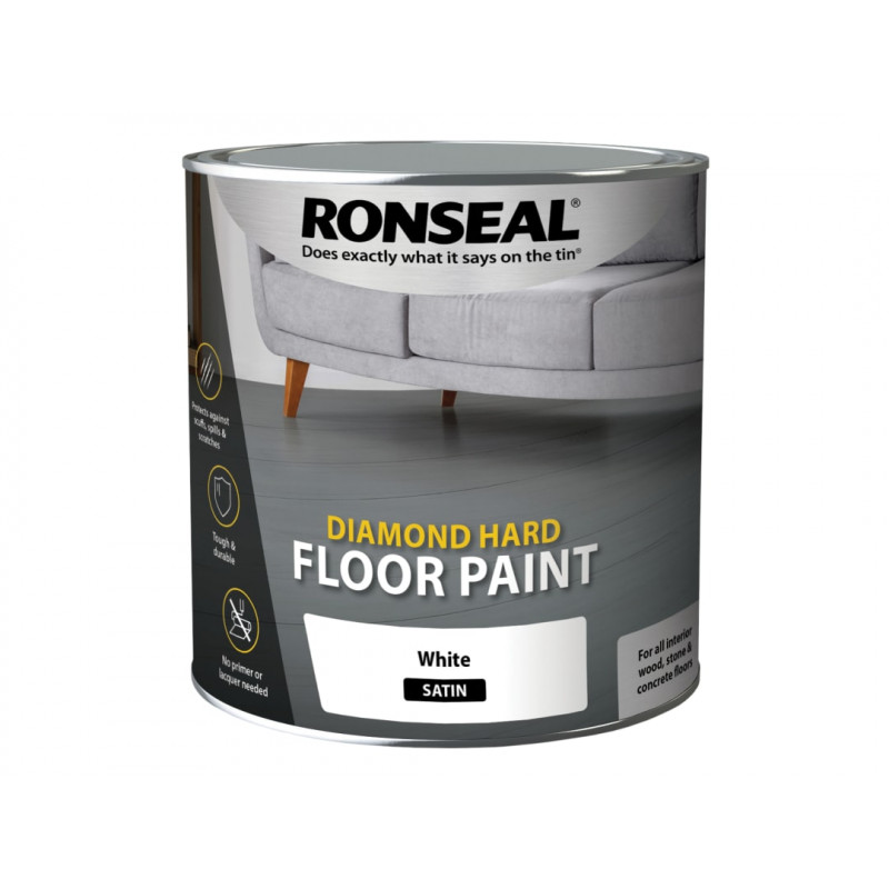 Ronseal 35753 Diamond Hard Floor Paint Satin White 2.5 litre