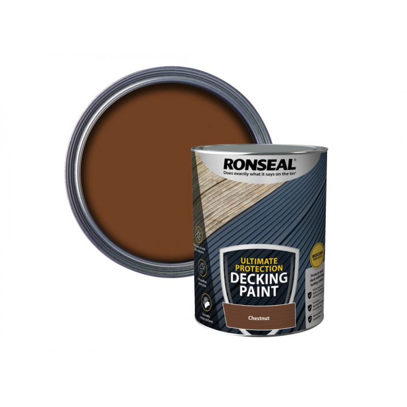 Ronseal 39146 Ultimate Protection Decking Paint Chestnut 5 litre Ronseal 39146 Ultimate Protection Decking Paint Chestnut 5 litre