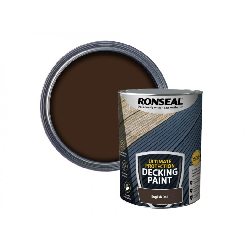 Ronseal 39149 Ultimate Protection Decking Paint English Oak 5 litre Ronseal 39149 Ultimate Protection Decking Paint English Oak 5 litre