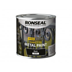 Ronseal 39179 Direct to Metal Paint Black Gloss 250ml