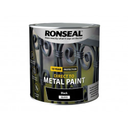Ronseal 39212 Direct to Metal Paint Black Gloss 2.5 litre