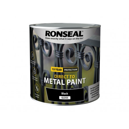 Ronseal 39212 Direct to Metal Paint Black Gloss 2.5 litre