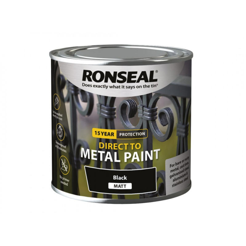 Ronseal 39181 Direct to Metal Paint Black Matt 250ml