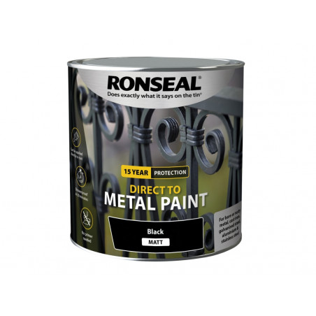 Ronseal 39214 Direct to Metal Paint Black Matt 2.5 litre