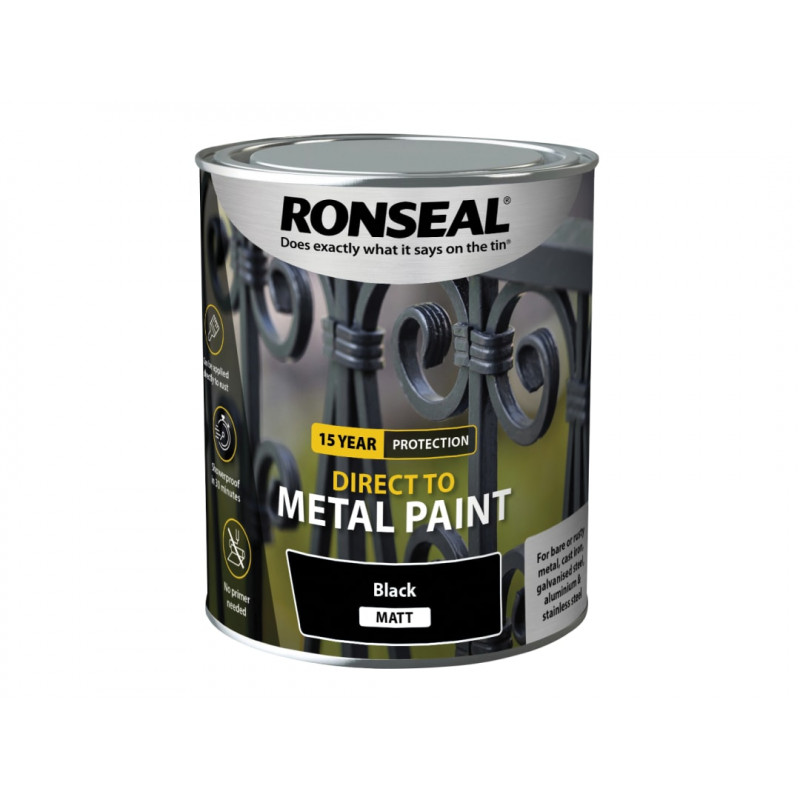Ronseal 39197 Direct to Metal Paint Black Matt 750ml
