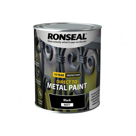 Ronseal 39197 Direct to Metal Paint Black Matt 750ml