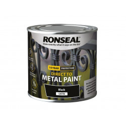 Ronseal 39180 Direct to Metal Paint Black Satin 250ml