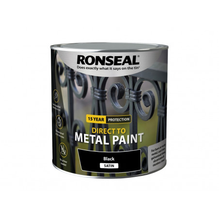 Ronseal 39213 Direct to Metal Paint Black Satin 2.5 litre
