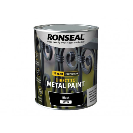 Ronseal 39196 Direct to Metal Paint Black Satin 750ml