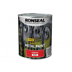 Ronseal 39210 Direct to Metal Paint Chilli Red Gloss 750ml