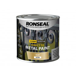 Ronseal 39402 Direct to Metal Paint Gold Satin 250ml