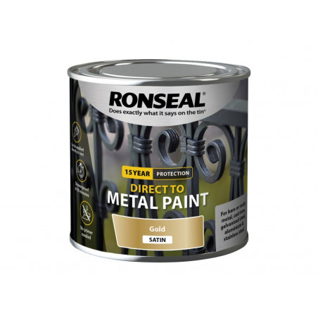 Ronseal 39402 Direct to Metal Paint Gold Satin 250ml