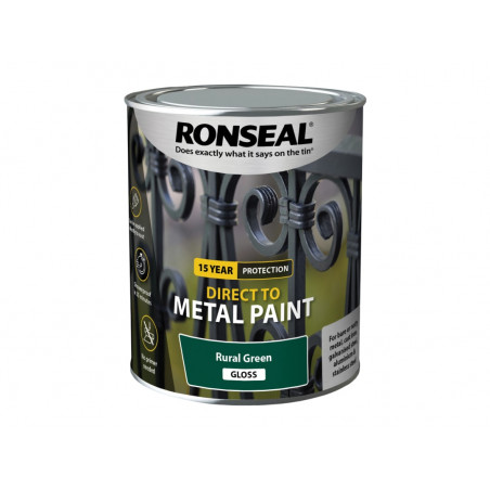 Ronseal 39202 Direct to Metal Paint Rural Green Gloss 750ml