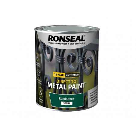 Ronseal 39203 Direct to Metal Paint Rural Green Satin 750ml