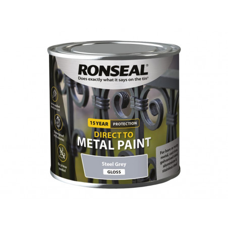Ronseal 39187 Direct to Metal Paint Steel Grey Gloss 250ml