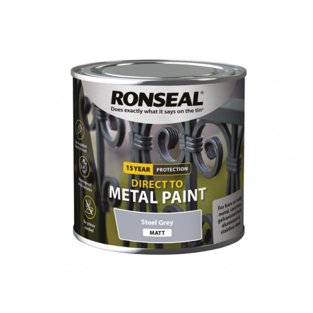 Ronseal 39189 Direct to Metal Paint Steel Grey Matt 250ml