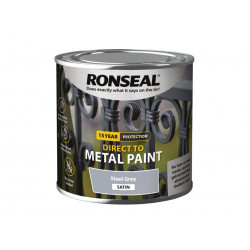 Ronseal 39188 Direct to Metal Paint Steel Grey Satin 250ml