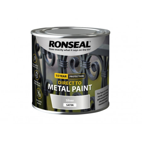 Ronseal 39404 Direct to Metal Paint Silver Satin 250ml