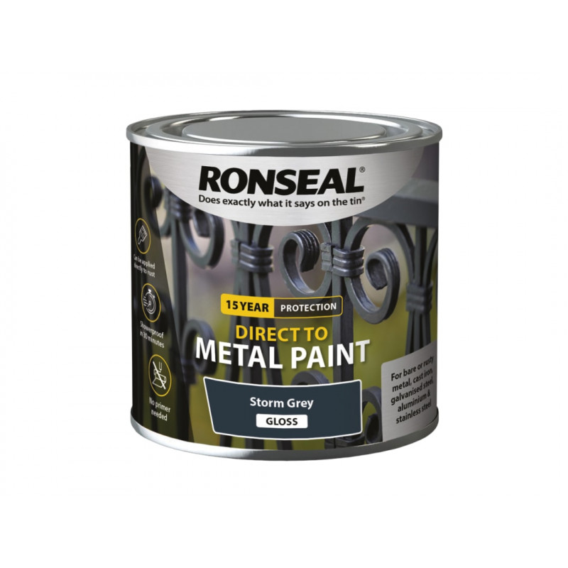 Ronseal 39190 Direct to Metal Paint Storm Grey Gloss 250ml