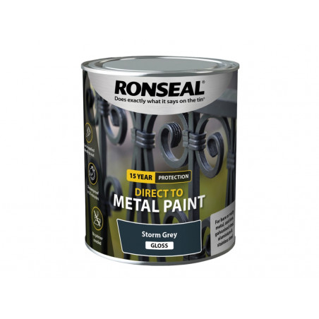 Ronseal 39207 Direct to Metal Paint Storm Grey Gloss 750ml