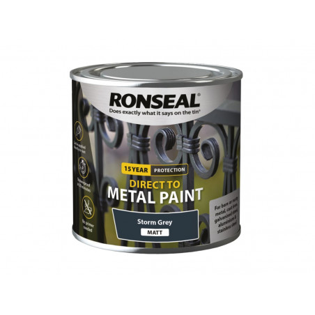Ronseal 39192 Direct to Metal Paint Storm Grey Matt 250ml