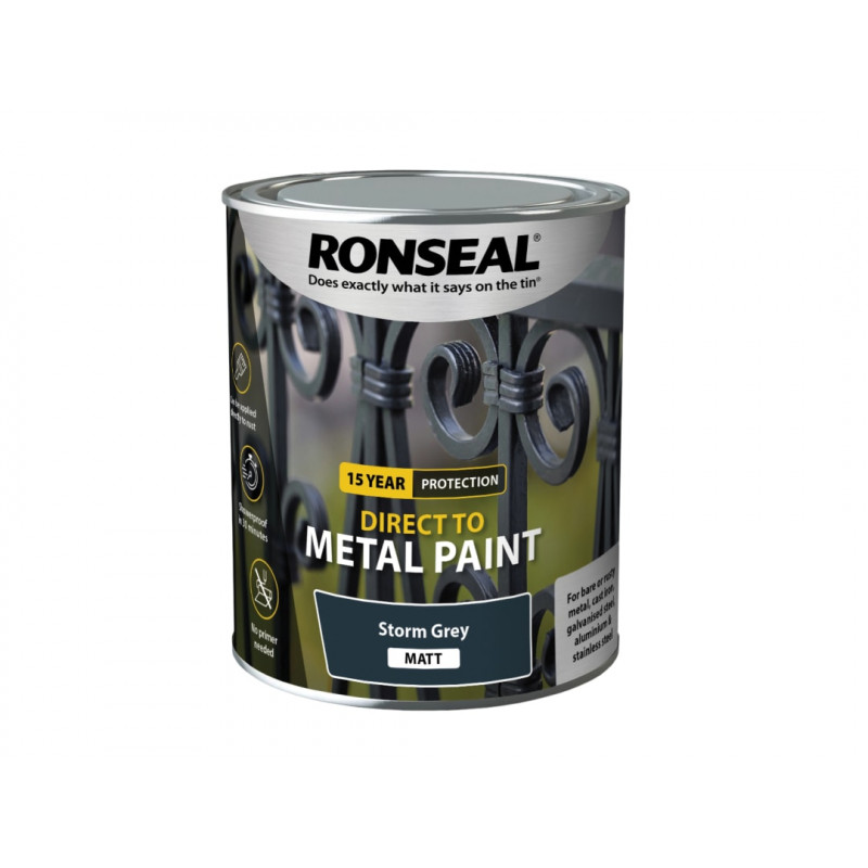 Ronseal 39209 Direct to Metal Paint Storm Grey Matt 750ml