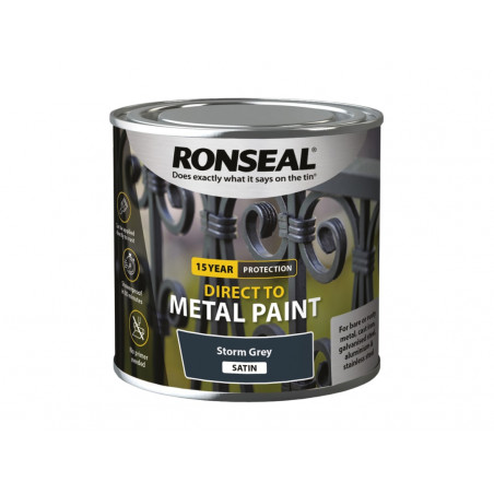 Ronseal 39191 Direct to Metal Paint Storm Grey Satin 250ml