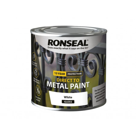 Ronseal 39182 Direct to Metal Paint White Gloss 250ml