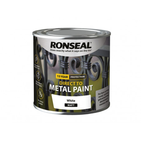 Ronseal 39184 Direct to Metal Paint White Matt 250ml