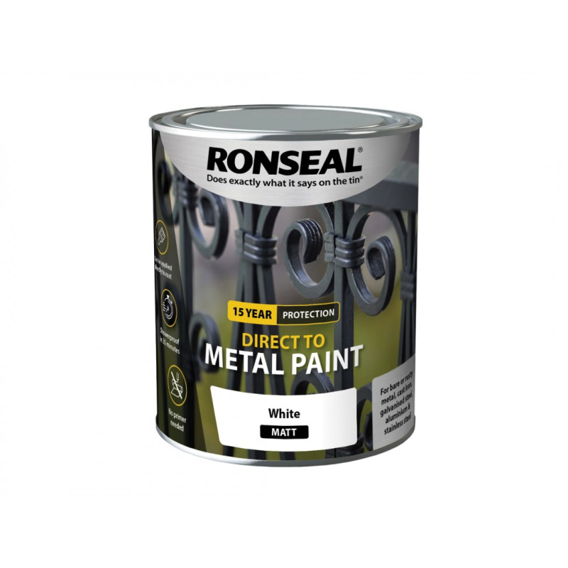 Ronseal 39201 Direct to Metal Paint White Matt 750ml