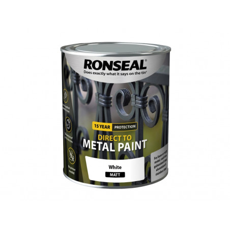 Ronseal 39201 Direct to Metal Paint White Matt 750ml
