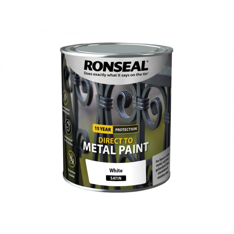 Ronseal 39199 Direct to Metal Paint White Satin 750ml