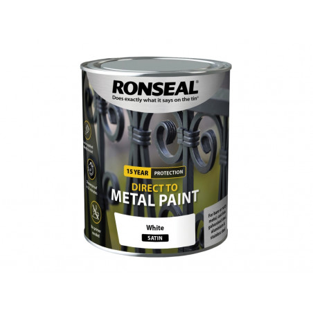 Ronseal 39199 Direct to Metal Paint White Satin 750ml